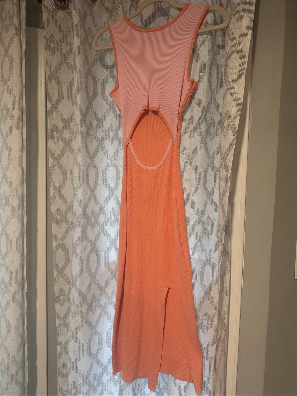 Amazon Pink and Orange Cutout Maxi Dress